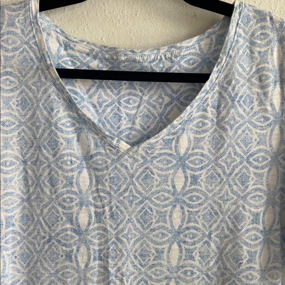 Chico’s Blue Patterned Tee - Picture 2 of 4